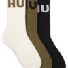 3er-Pack gerippte Socken mit Logos