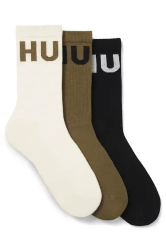 3er-Pack gerippte Socken mit Logos