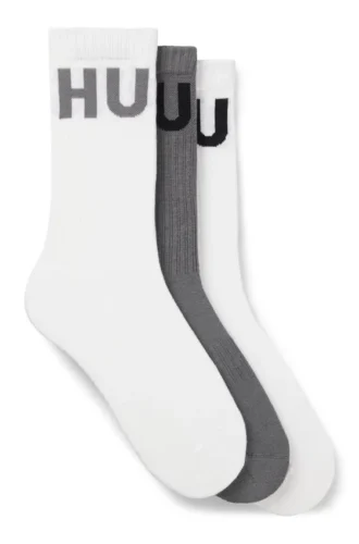 3er-Pack gerippte Socken mit Logos