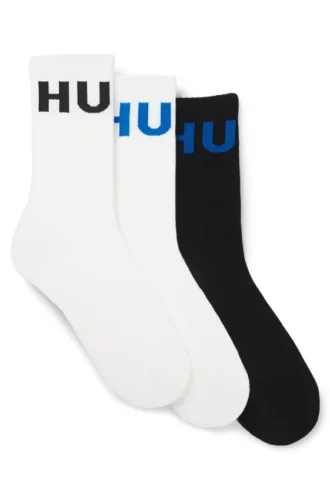 3er-Pack gerippte Socken mit Logos