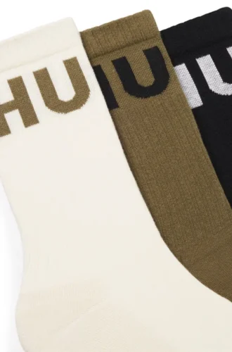 3er-Pack gerippte Socken mit Logos
