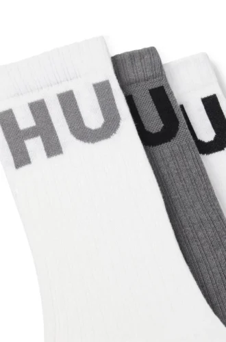 3er-Pack gerippte Socken mit Logos