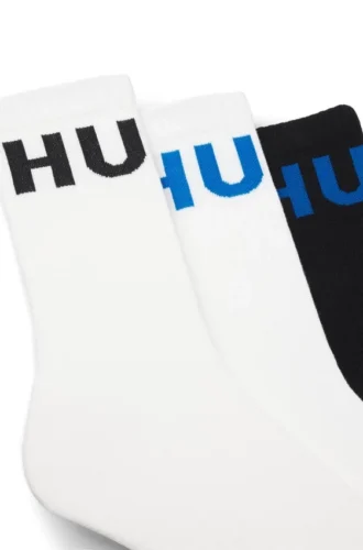 3er-Pack gerippte Socken mit Logos