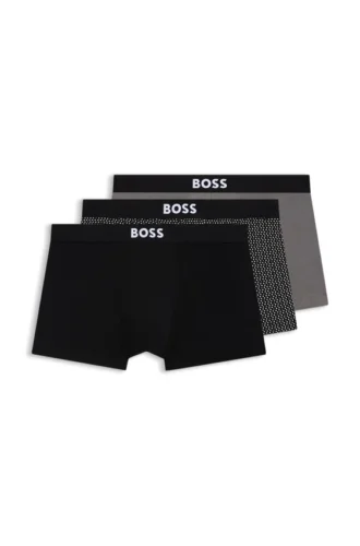 3er-Pack Stretch-Baumwoll-Boxershorts mit Logos