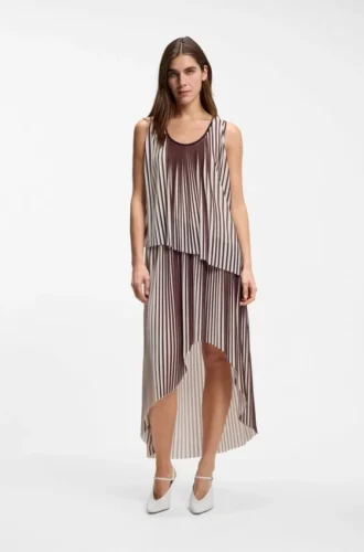 A-Linien-Kleid mit zweifarbigen Plisseefalten