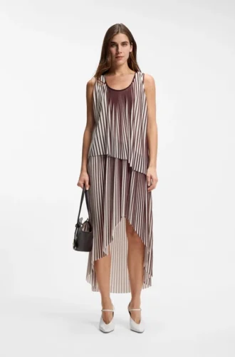 A-Linien-Kleid mit zweifarbigen Plisseefalten