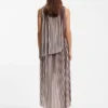A-Linien-Kleid mit zweifarbigen Plisseefalten