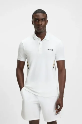 Aktiv feuchtigkeitsregulierendes Slim-Fit-Poloshirt aus Stretch-Piqué