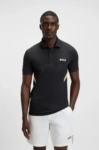 Aktiv feuchtigkeitsregulierendes Slim-Fit-Poloshirt aus Stretch-Piqué