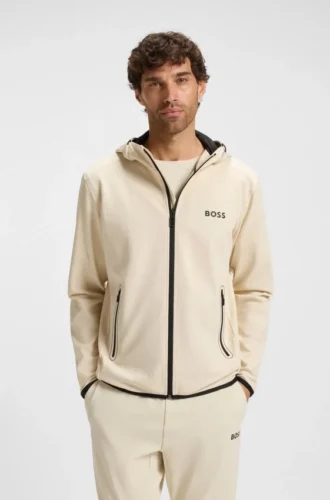 Aktiver Stretch-Gabardine-Hoodie mit Reißverschluss und thermoregulierender Technologie
