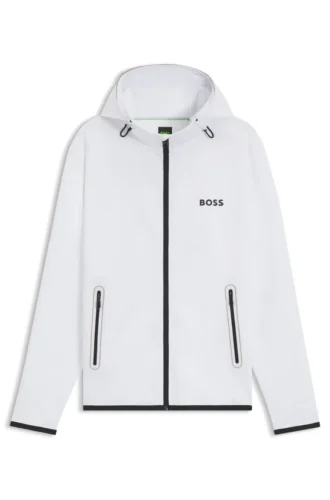 Aktiver Stretch-Gabardine-Hoodie mit Reißverschluss und thermoregulierender Technologie