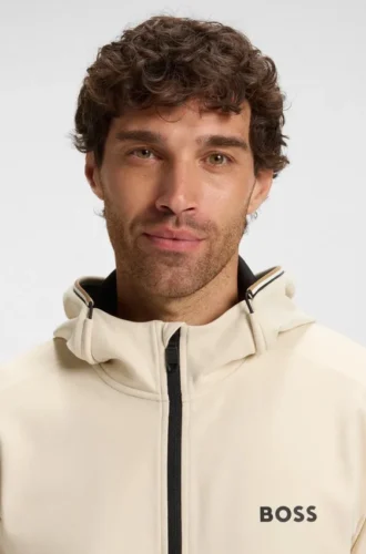 Aktiver Stretch-Gabardine-Hoodie mit Reißverschluss und thermoregulierender Technologie