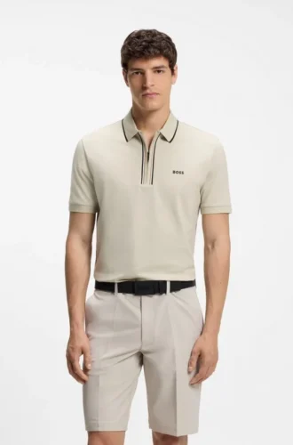 Aktives Slim-Fit-Polohemd aus feuchtigkeitsableitender Stretch-Baumwolle