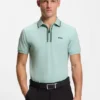 Aktives Slim-Fit-Polohemd aus feuchtigkeitsableitender Stretch-Baumwolle