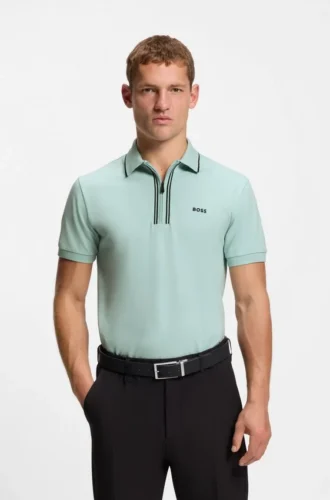 Aktives Slim-Fit-Polohemd aus feuchtigkeitsableitender Stretch-Baumwolle