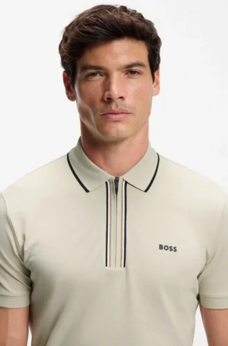Aktives Slim-Fit-Polohemd aus feuchtigkeitsableitender Stretch-Baumwolle
