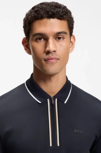 Aktives Slim-Fit-Polohemd aus feuchtigkeitsableitender Stretch-Baumwolle