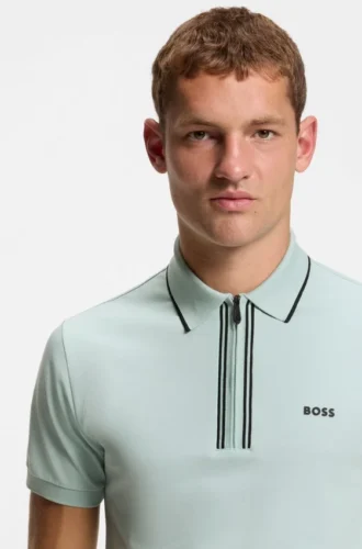 Aktives Slim-Fit-Polohemd aus feuchtigkeitsableitender Stretch-Baumwolle