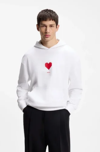 All-Gender-Hoodie aus Baumwollfrottee mit Origami-Herz-Motiv