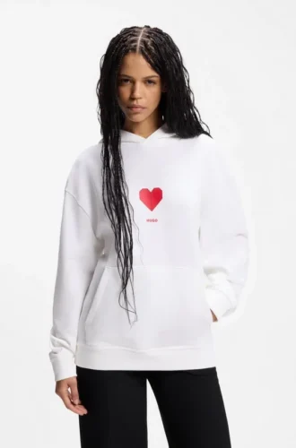 All-Gender-Hoodie aus Baumwollfrottee mit Origami-Herz-Motiv