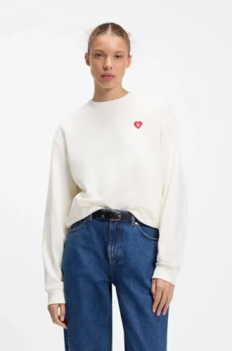 All-Gender-Sweatshirt aus Baumwollfrottee mit Herz-Logo