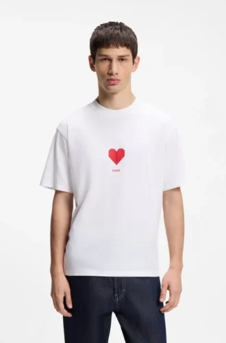 All-Gender-T-Shirt aus Baumwolljersey mit Origami-Herz-Print