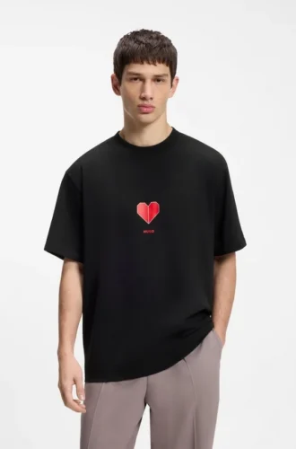 All-Gender-T-Shirt aus Baumwolljersey mit Origami-Herz-Print