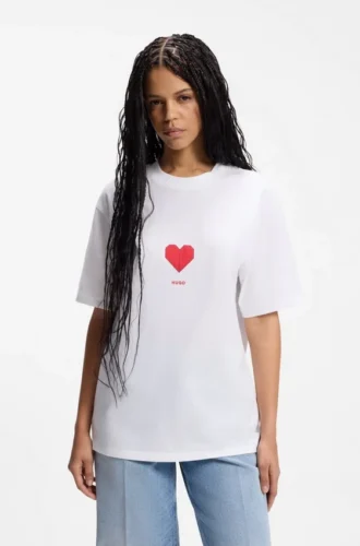 All-Gender-T-Shirt aus Baumwolljersey mit Origami-Herz-Print