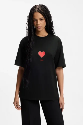 All-Gender-T-Shirt aus Baumwolljersey mit Origami-Herz-Print