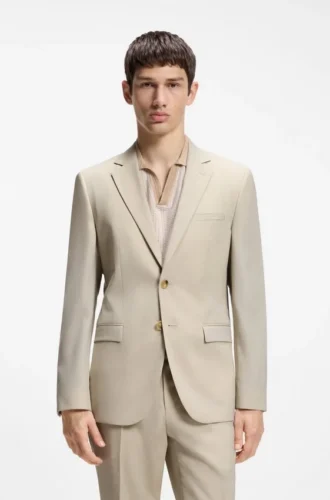 Anzugjacke in Extra-Slim-Fit aus Popeline mit Wollmischung