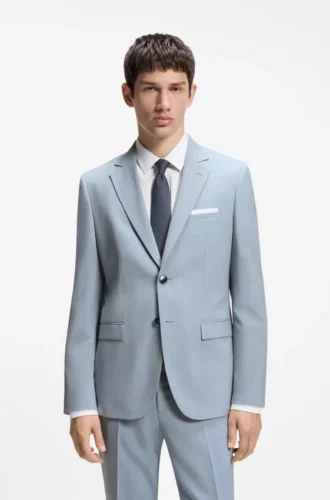 Anzugjacke in Extra-Slim-Fit aus Popeline mit Wollmischung
