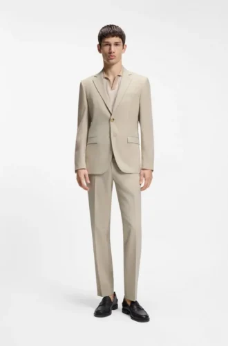 Anzugjacke in Extra-Slim-Fit aus Popeline mit Wollmischung