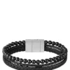 Armband mit geflochtenem schwarzem Leder und Perlen