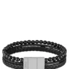 Armband mit geflochtenem schwarzem Leder und Perlen