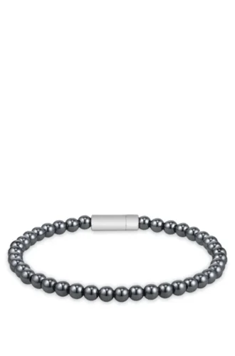 Armband mit Logo-Verschluss und Hämatitperlen