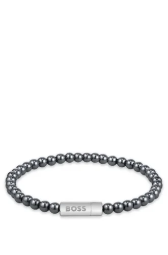Armband mit Logo-Verschluss und Hämatitperlen