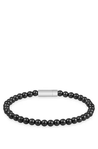 Armband mit Logo-Verschluss und Onyxperlen
