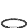 Armband mit Logo-Verschluss und Onyxperlen