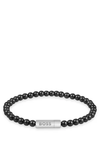 Armband mit Logo-Verschluss und Onyxperlen