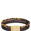 Armband mit Perlen und geflochtenem braunem Leder