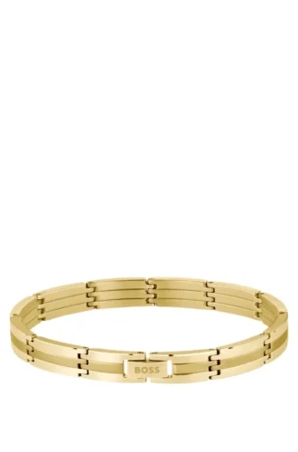 Armband mit Streifeneffekt in Goldoptik und Logo-Verschluss