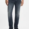 Aschblaue Slim-Fit-Jeans aus Stretch-Denim