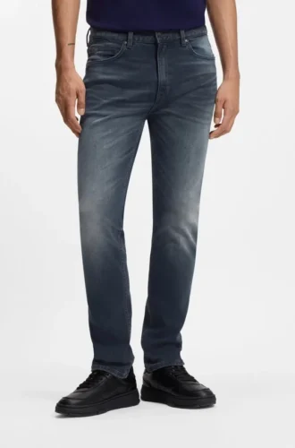 Aschblaue Slim-Fit-Jeans aus Stretch-Denim