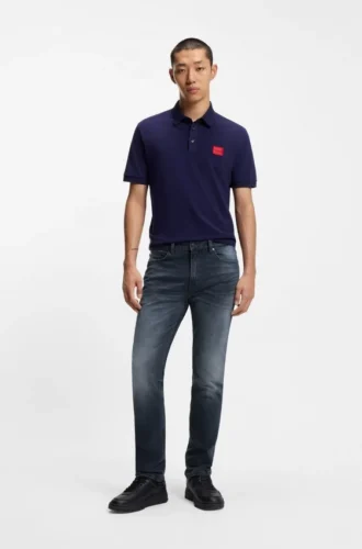 Aschblaue Slim-Fit-Jeans aus Stretch-Denim