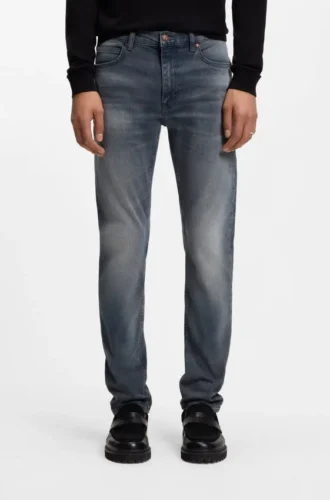 Ascheblaue Jeans in Extra-Slim-Fit aus Stretch-Denim