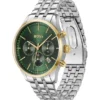 AVERY Chronographenuhr mit Gliederarmband und grünem Zifferblatt