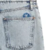 Azurblaue, locker sitzende Jeans aus festem Denim
