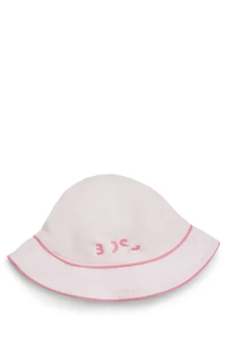 Baby-Mütze mit Logo-Print aus rosa Popeline