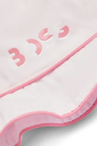 Baby-Mütze mit Logo-Print aus rosa Popeline