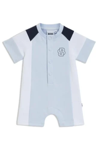 Baby-Playsuit aus Stretch-Baumwolle mit Double-B-Monogramm
